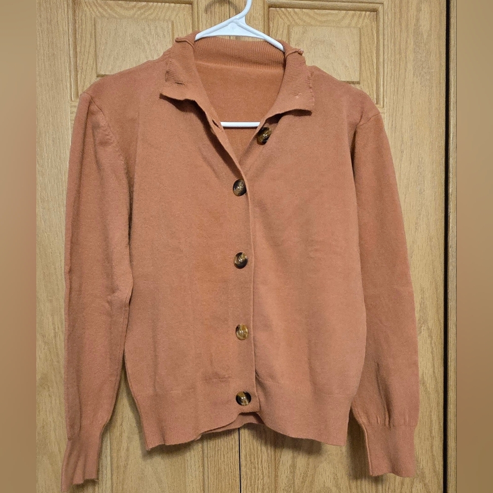 Source Unknown Terracotta Button-Up Cardigan